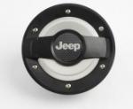 Jeep Jk Wrangler Fuel Door Cover   (Blakc& Silver Aluminum alloy)