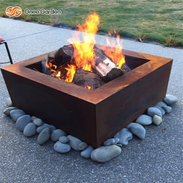 Corten steel Classical outdoor garden fire pit table