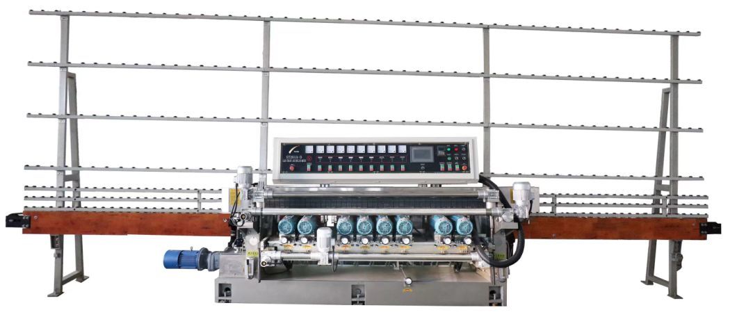 9 Motors Glass Straight Line Beveling Machine with PLC Glass Processing Machine