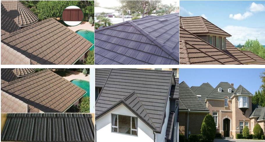 Waterproof Lightweight Woodgrain Roofing Wall Floor Colored Stone Coated Steel Roof Tile