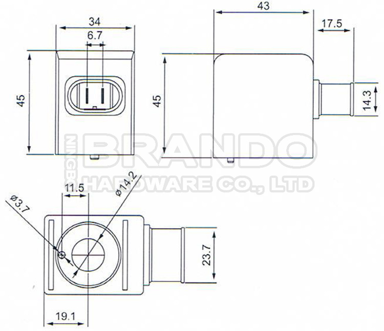 Dimension of BB14245011 Solenoid Valve Coil :