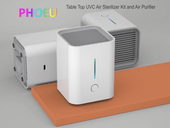 Table top mini purifier with UVC LED disinfection function and active carbon PM2.5 purification