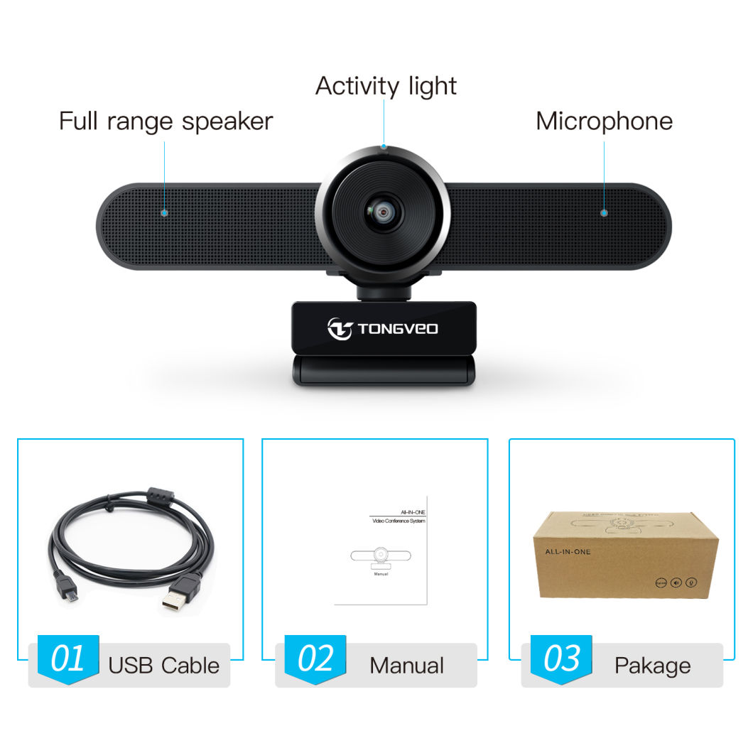 USB All in One Video Conference Camera for Small Meeting Room Full 1080P Wide Angle High Definition Video