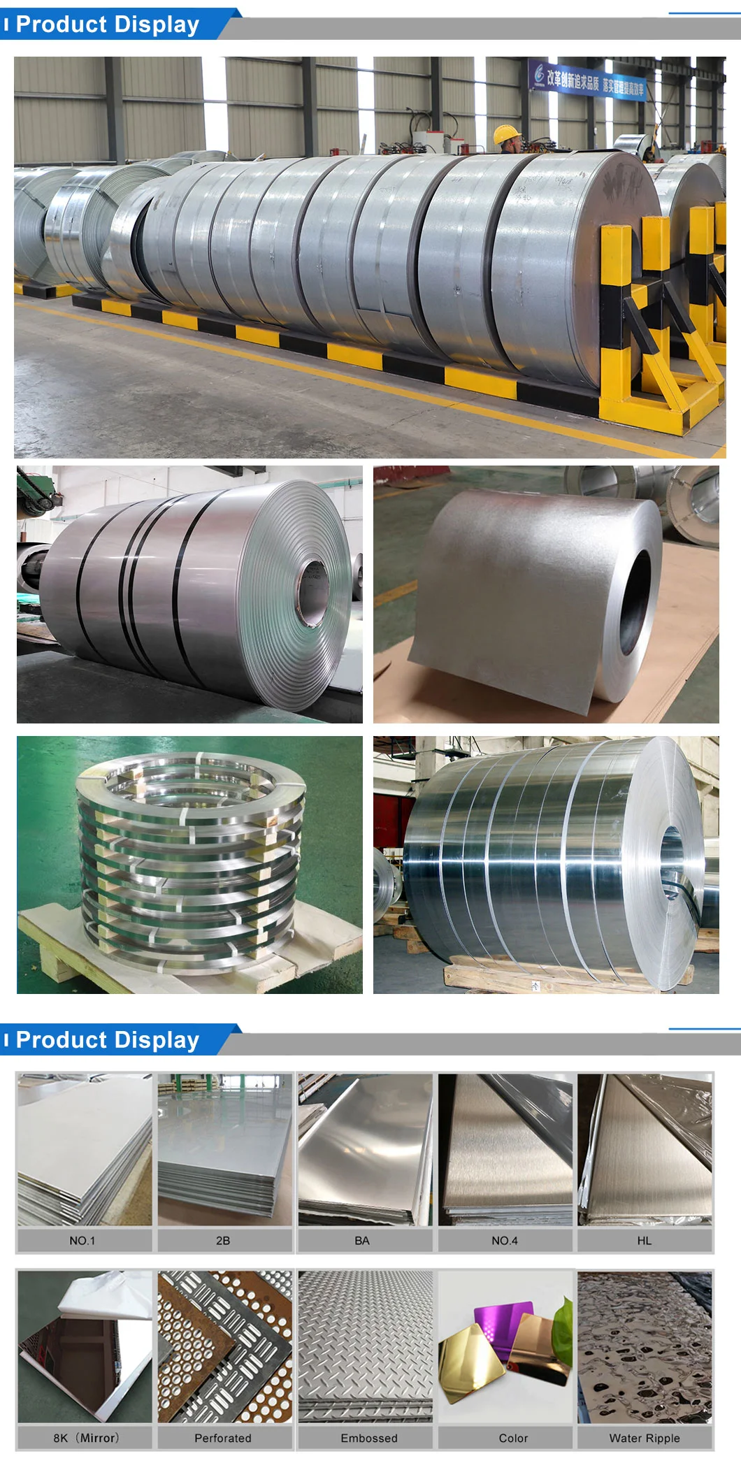 ASTM Hot/Cold Rolled 201 301 304 304L 316 316L 309S 409 410 444 904L 2205 2507 Stainless Steel Strip Sheet Coil Supplier