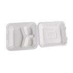 3 Compartments Biodegradable Clamshell Box Bagasse Take Out Lunch Box 9