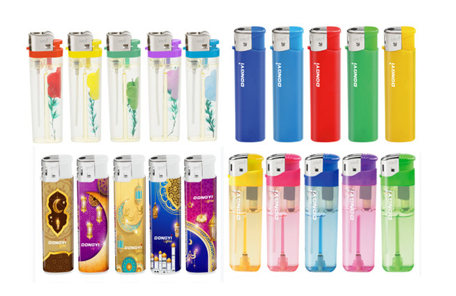 Disposable or Refillable Electronic Flint Gas Butane Windproof with Cigarette Lighters Custom Logo