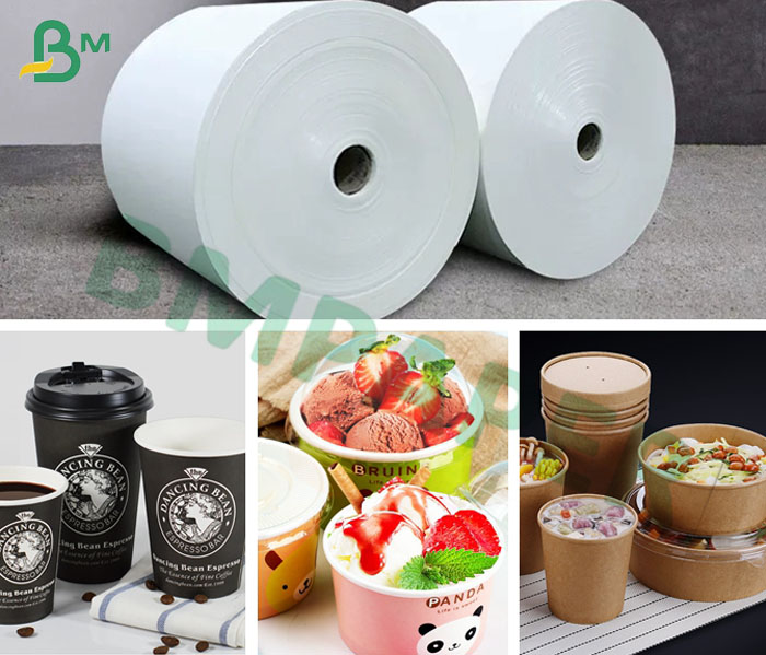 Jumbo Rolls 210/ 230G +15G Poly Laminated White Bleached cupstock paper board 