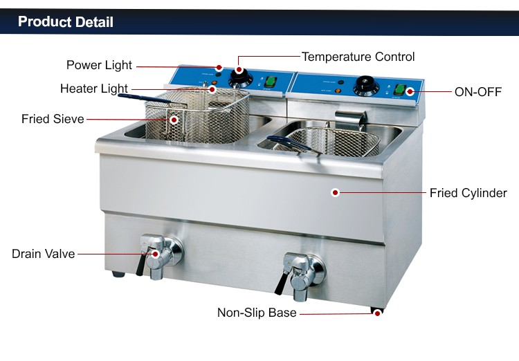 Hot-selling new industrial double commercial potato deep tanks fryer