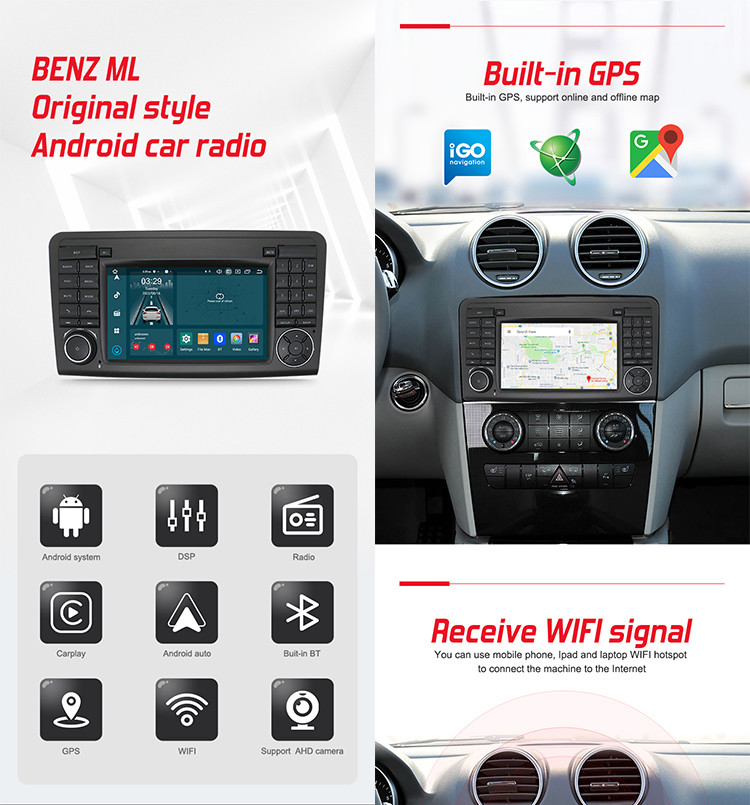 Mercedes Benz ML W164 OEM Car Radio With 4G DSP Wireless Carplay And Android Auto