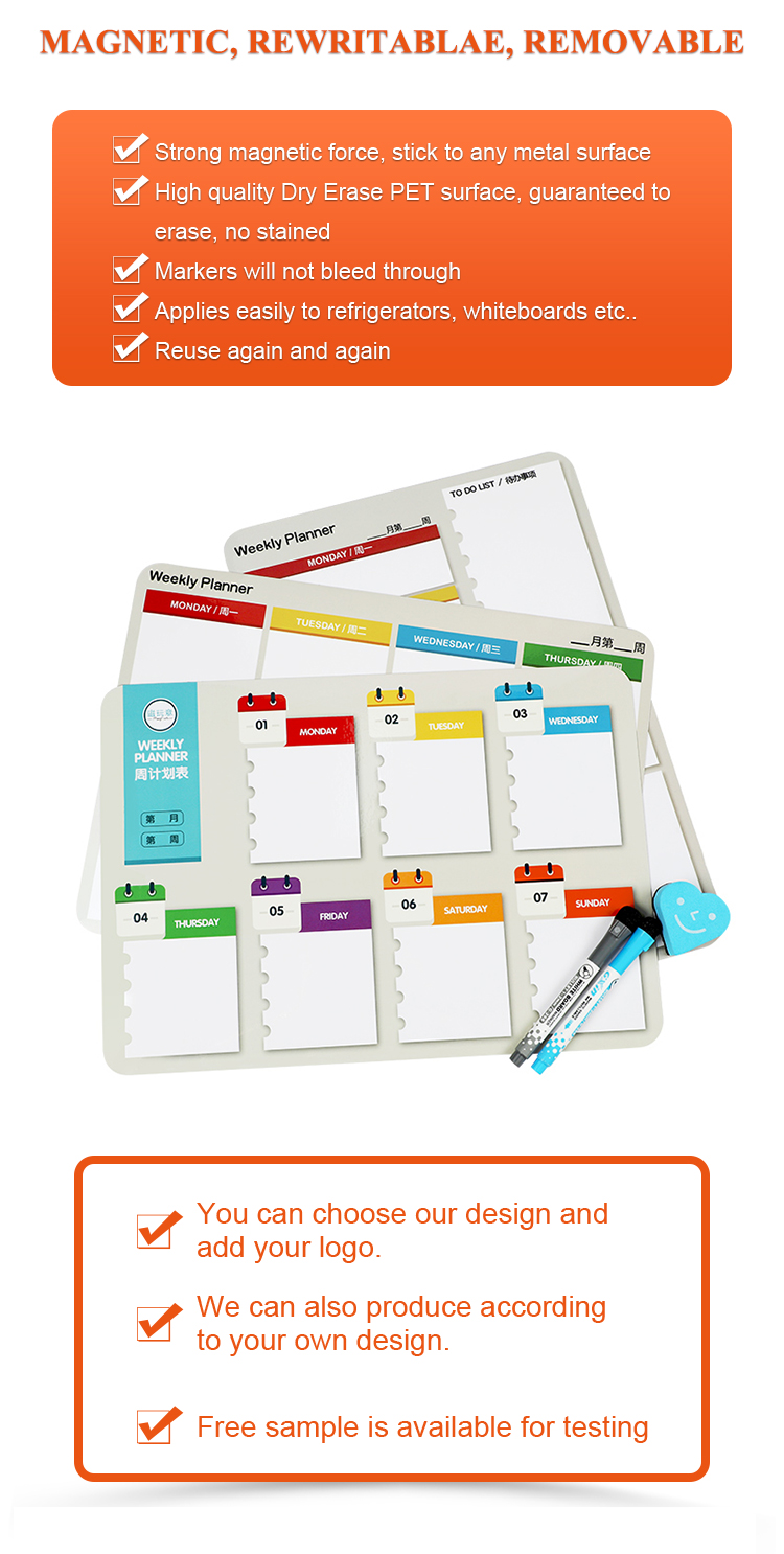 magnetic weekly planner for fridge