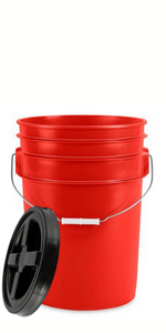 6 Gallon Large Red Food Grade BPA Free Bucket Pail with Gamma Screw on Lid ( Pack of 2)