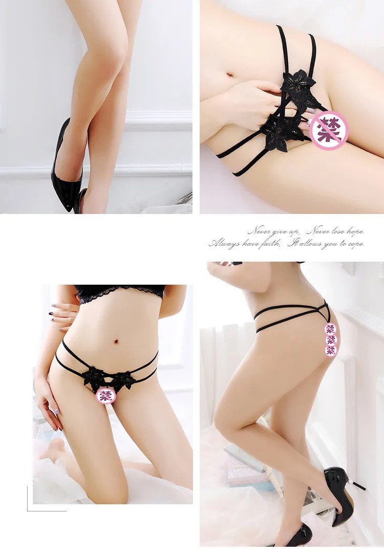 Wholesale Women Floral Sexy Lingerie Pearl Lace Thong Beaded G-String Sexy Panties