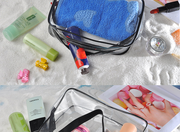 3 pieces makeup pouch travel clear PVC toiletry bag