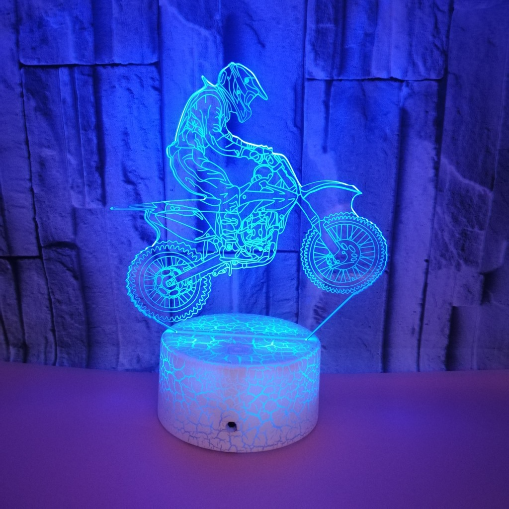 3D LED motorcycle night light Colorful visual stereo gradient touch remote control small table lamp
