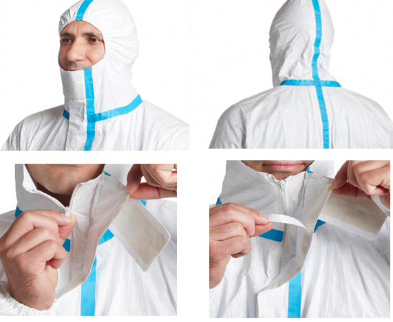 Disposable Protective Waterproof Hooded Coverall with Zipper