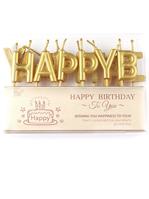 Gold Happy Birthday Cake Toppers and Balloons