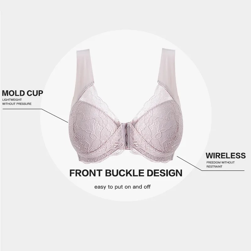 Wholesales Front Buckle Closure Seamless Bra Women Push up Padded Underwire Bra for Female Girls