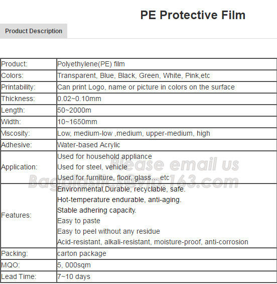 carpet protective film, PE film for window glass safety, mirror safety protective film, PE Plastic Protective Film in Ro 37