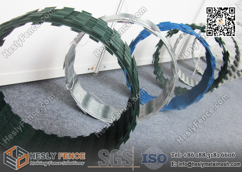 Green Color PVC coated Concertina Razor Wire
