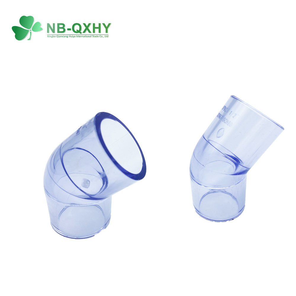 1/2&quot; 1&quot; Inch Sch80 D2467 Plastic UPVC Transparent Clear Elbow Tee Pipe Fittings for Water Supply