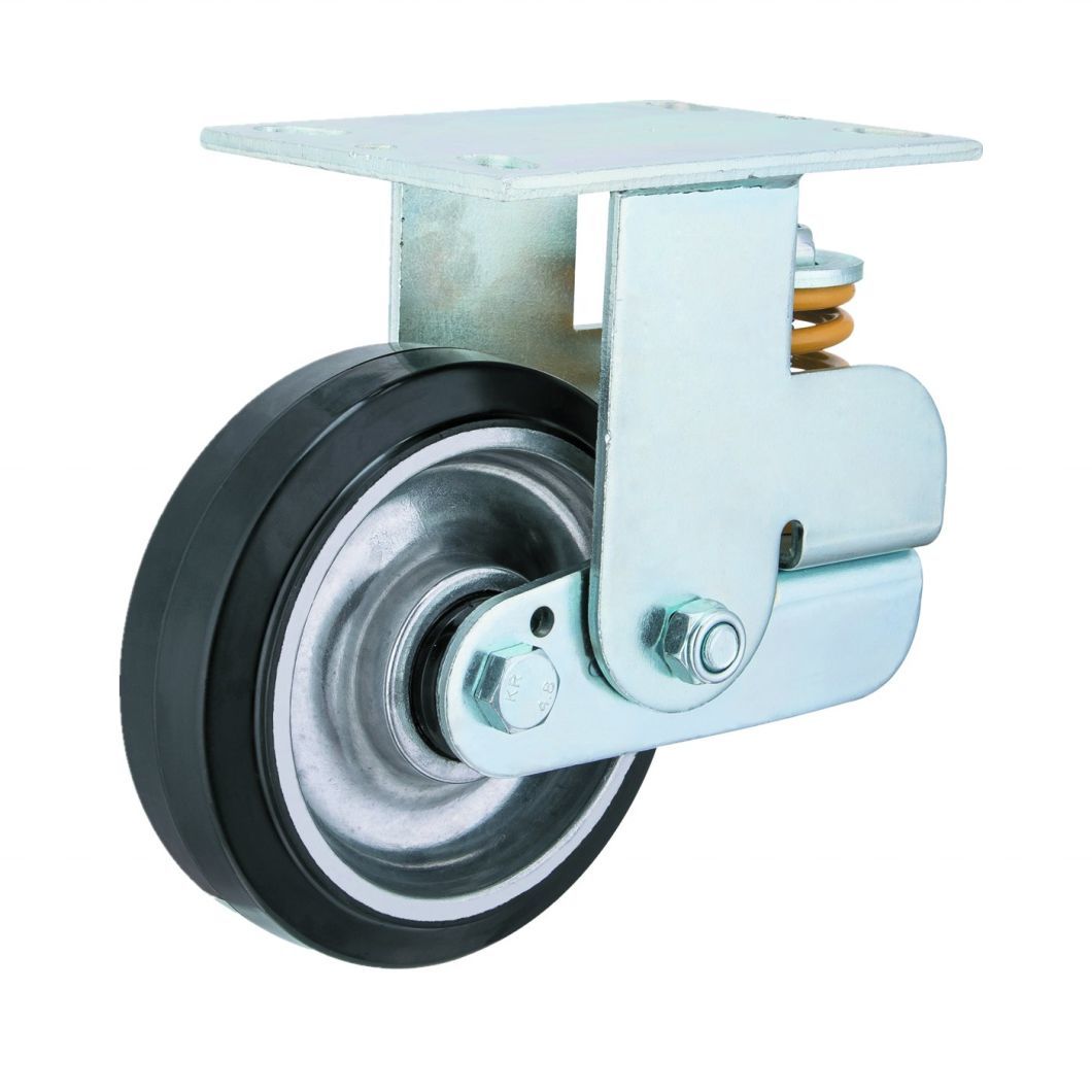 High Quality 6 Inch Rubber /Polyurethane Spiral Shock Absorption Fixed Castors