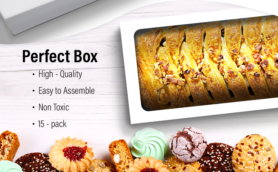 B08GYG2T2C Beautiful White PaperboardBakery Box treat boxes pastry boxes with window cookies boxes