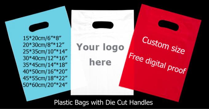 Custom print ldpe hdpe die cut handle carry poly plastic merchandise gift packaging shopping bag with logo
