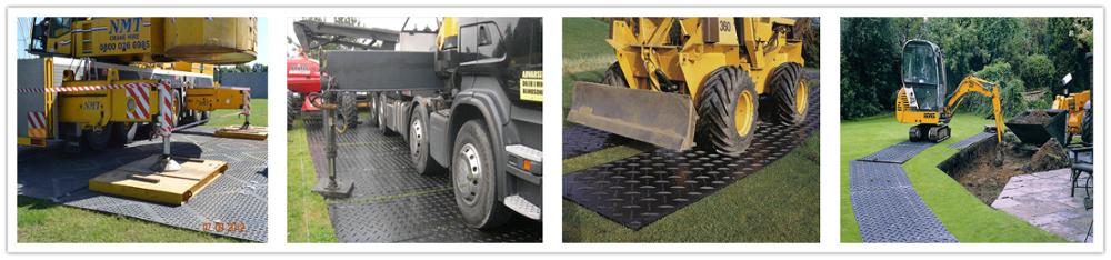 black surface thread pattern UHMWPE plastic temporary protection road mat