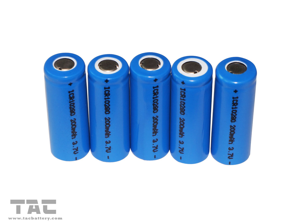 3.7V Lithium ion Cylindrical Battery ICR10280 200mAh