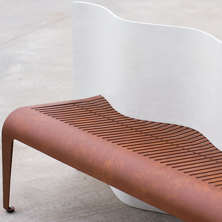 Customized Decorative Corten Steel Garden Leisure Bench Outdoor Metal Furniture 