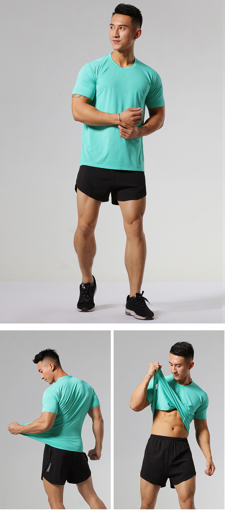 Custom Logo T Shirt 95%Cotton 5%Spandex Gym Fitness Training Plain Men T Shirt