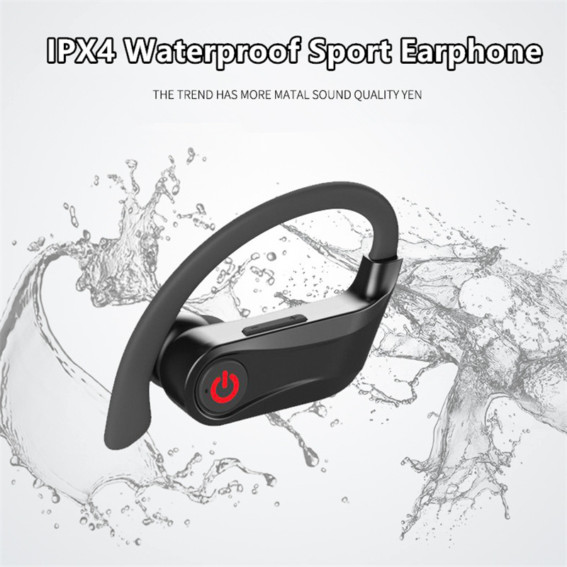 Handsfree Waterproof Bluetooth Earphone Earhook Earbuds (with charging case)