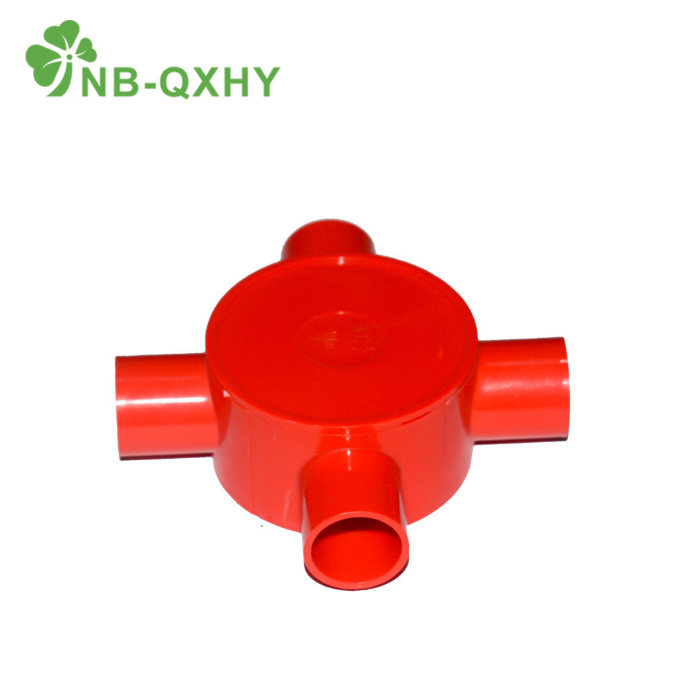 OEM Red/White PVC Cable Conduit Electric Four-Way Pipe Fitting Cross