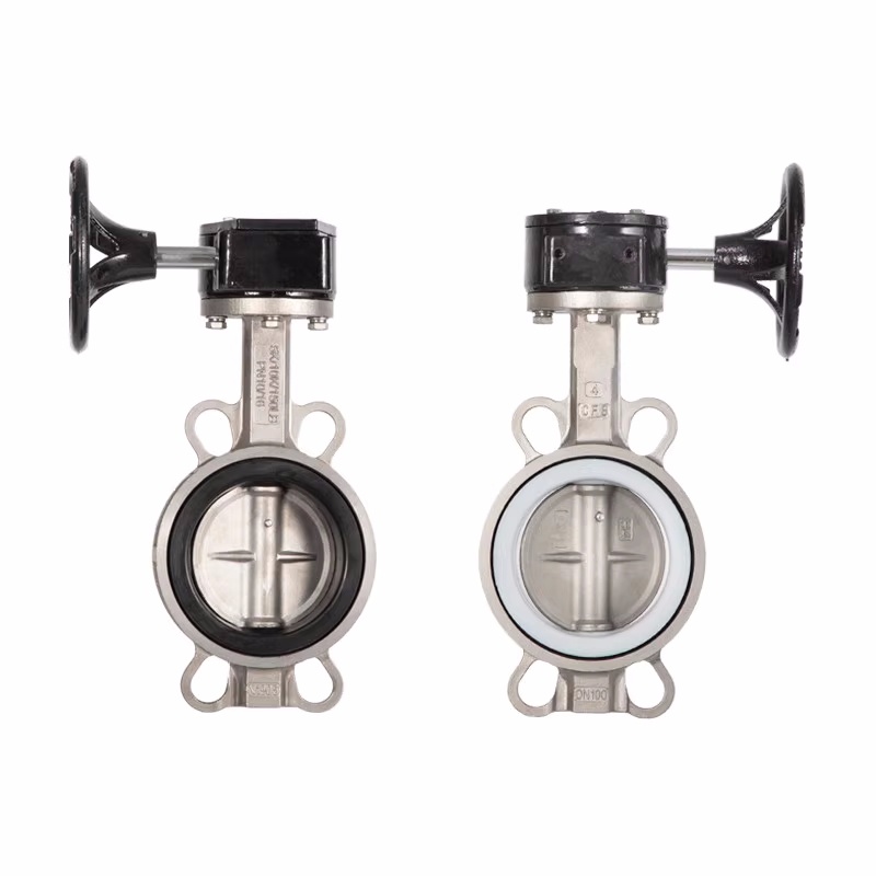 Gearbox Switch Box Double Acting Actuator Soft Seat Wafer Butterfly Valve