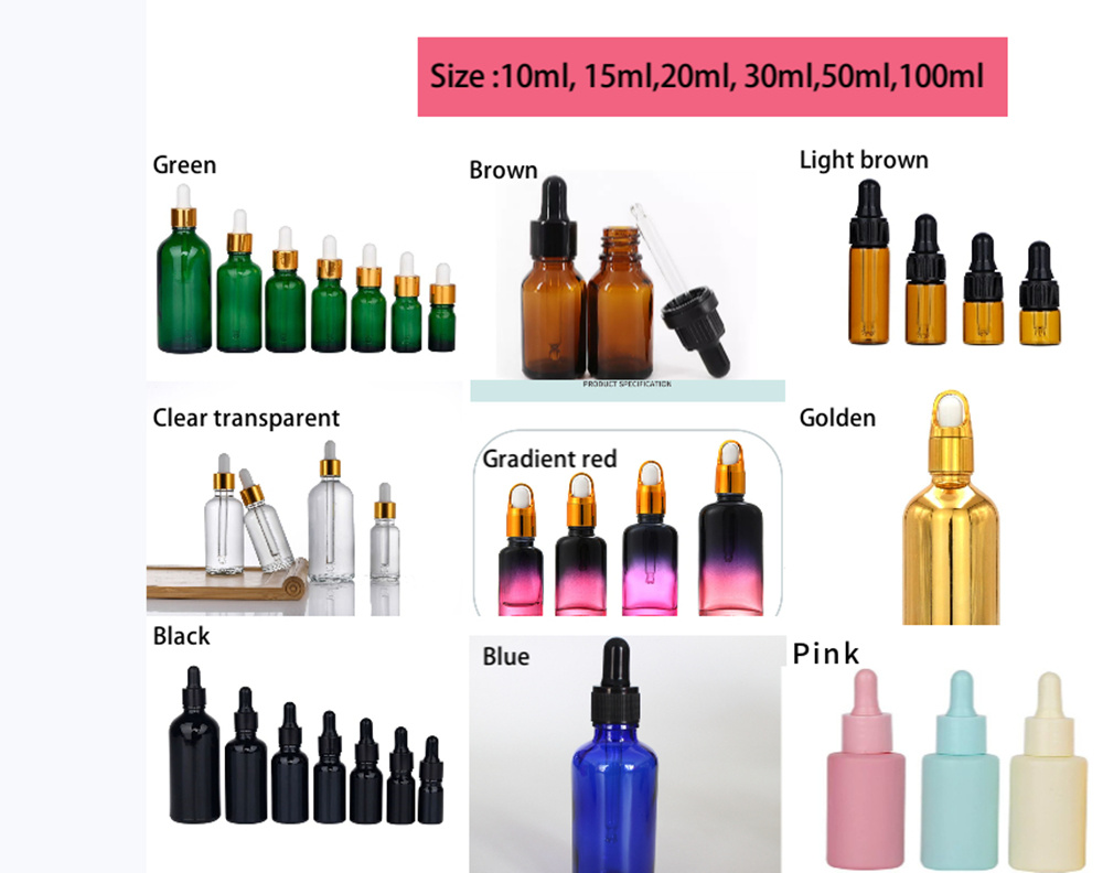 Wholesale 10ml 15ml 20ml 30ml 50ml 100ml Black Frosted Beard Oil Glass Dropper Bottles with Childproof Cap