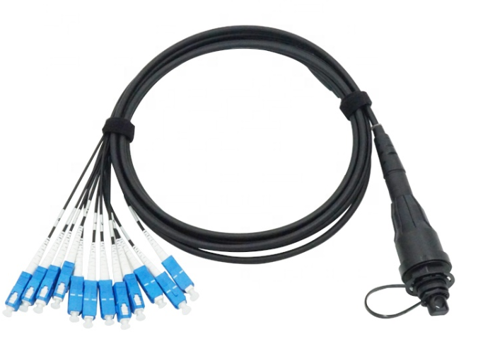 IP 68 Waterproof ODVA MPO-SC FTTA Patch Cord 12 Fibers Breakout Cable 1