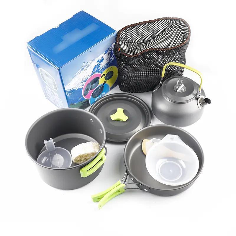 Outdoor Aluminum Camping Cookware Portable Camping Picnic Cooking Pot Mess Kit