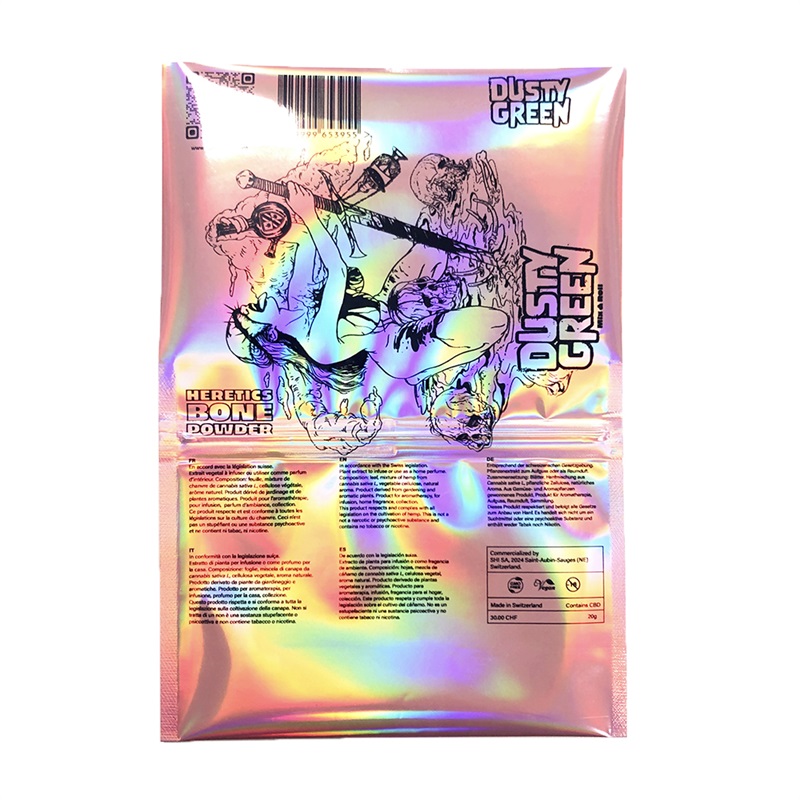  Customized Shinny Tobacco Weed Herb Hemp Packaging Bag Hologram Laser