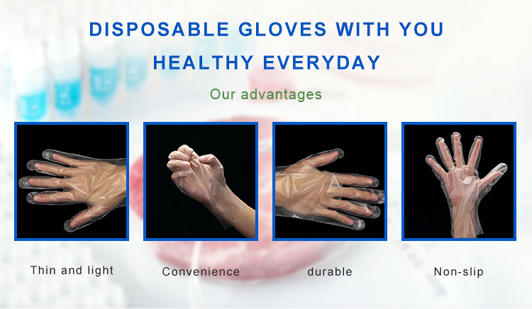 Compostable sanitary clear pe cpe tpe plastic hand gloves for cleaning