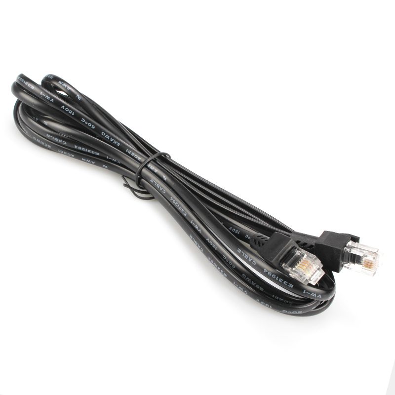 6P4C RJ11 Plug To Plug Molding With PVC Black Telephone Cable 26AWG*4C