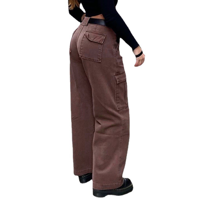 New All-in-One Multi-Pocket Overalls Loose Casual Denim Trousers Women Cargo Pants