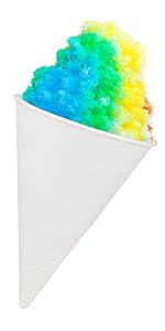 6 oz Snow Cone Cups with Assorted Color Spoon Straws (100 Pack) - Disposables - Wax Paper Cone Cups