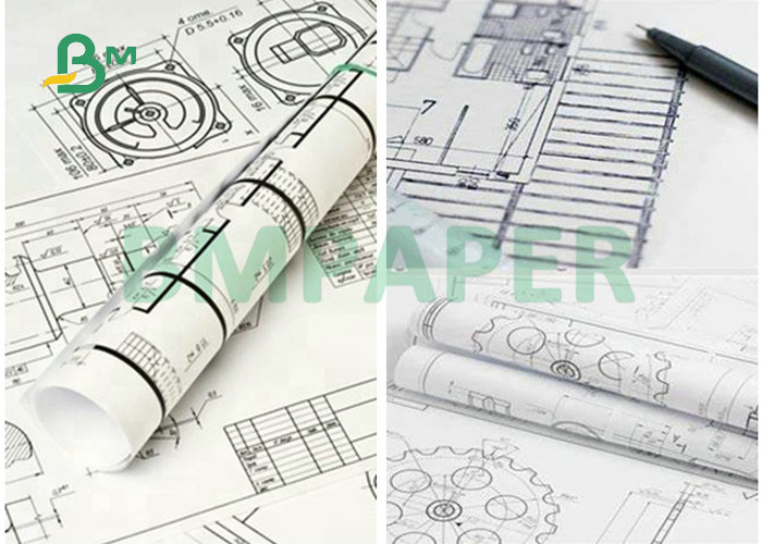 2 Inch Core 80GSM 90GSM CAD Engineering Paper For Wide Format Plotting 
