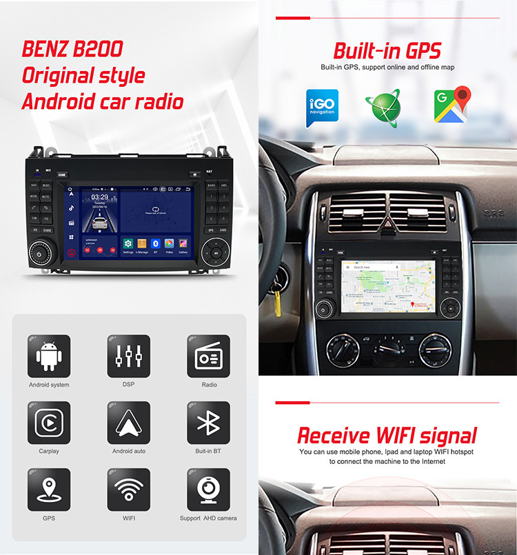 Android 12 OEM Car Radio , Deckless Car Stereo For Mercedes Benz B200 W209​