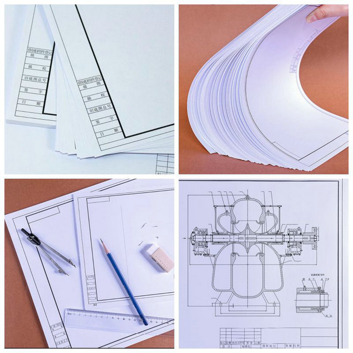 A1 A2 Size 75 / 80g Cad Plotter Paper White Drawing Paper 50m 100m 