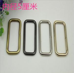 China Wholesale 50 mm light gold metal wire iron square ring strap buckle for bags on sale 