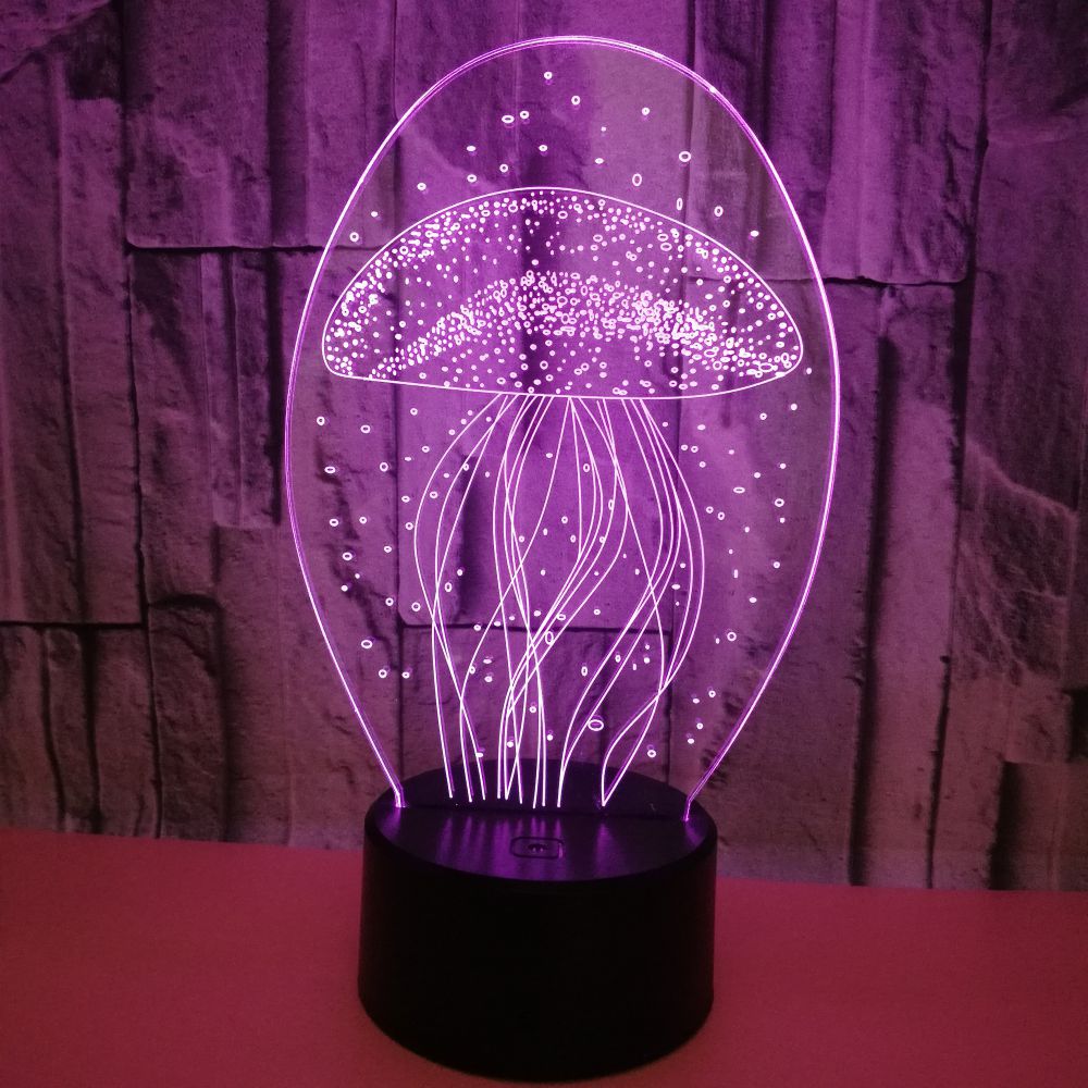 OEM ocean animal fish Jellyfish 3D night light colorful LED visual light gift atmosphere 3D table lamp