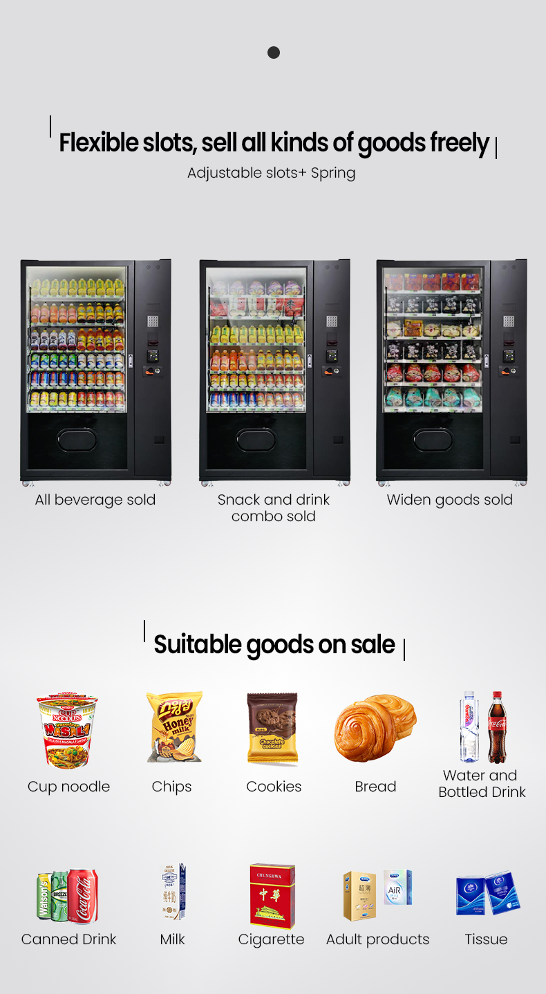 High Security Normal Keypad Cold Soda Drinks Snack Vending Machine with 5 inch Screen