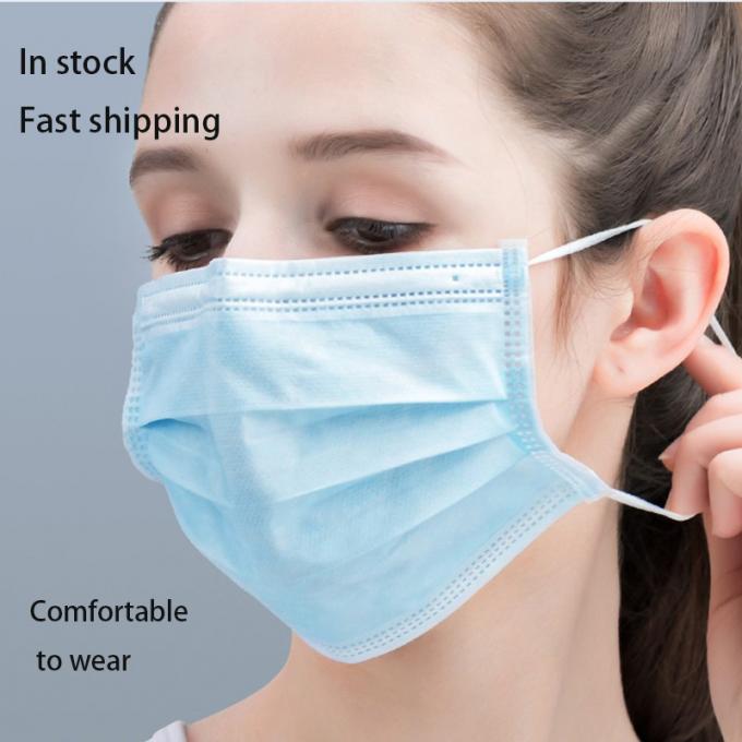 Blue Disposable 3 Ply Non Woven Surgical Face Mask For Home Office Hospitals