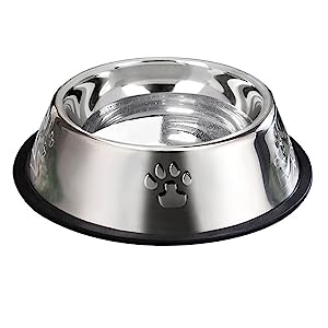 Stainless Steel Dog Bowls with Non-Slip Rubber Bases (S)